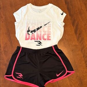 Nike Kids Matching Set - White and Black with Pink Accents